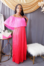 Load image into Gallery viewer, Off the Shoulder Maxi Dress (magenta & red )