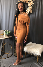 Load image into Gallery viewer, Give Me Shoulder Dress (Tan)