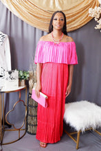 Load image into Gallery viewer, Off the Shoulder Maxi Dress (magenta &amp; red )