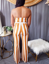 Load image into Gallery viewer, Striped Halter Jumpsuit (Carmel and White)