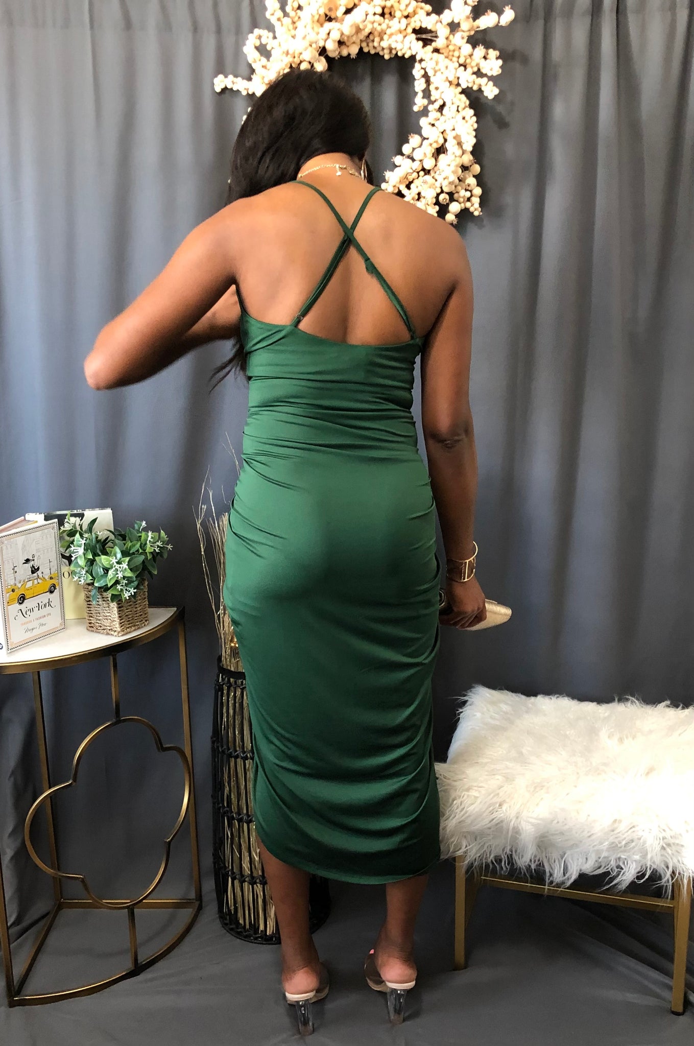 Ruch me Drape me Dress (Hunter Green) A Lady's Thread Ruch me Drape me Dress (Hunter Green) A Lady's Thread