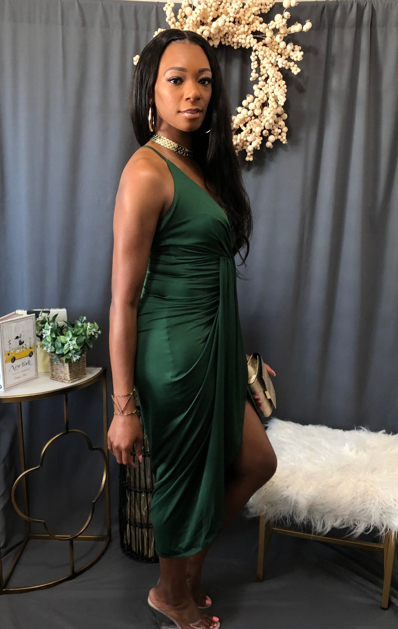 Ruch me Drape me Dress (Hunter Green) A Lady's Thread Ruch me Drape me Dress (Hunter Green) A Lady's Thread